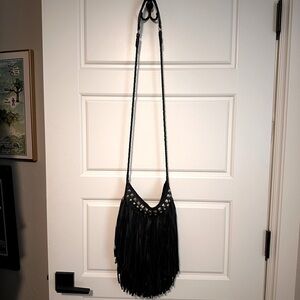 maje Leather Fringe Crossbody with studded detail!
